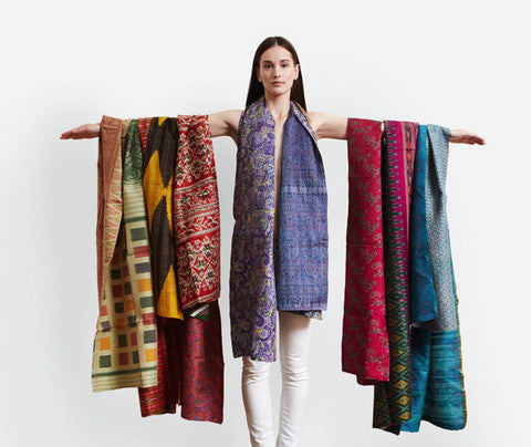 Cherry Kantha Scarf - India